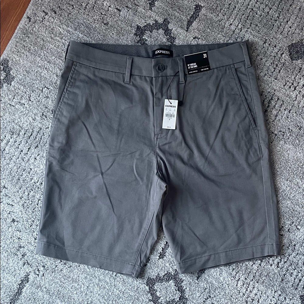 Express Men's Charcoal Flat Front Shorts